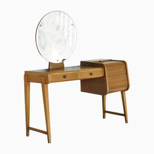 Vintage Dressing Table with Mirror in Oak
