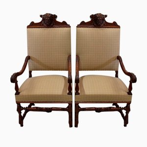 Fauteuils Louis XIII en Chêne, Début 20ème Siècle, Set de 2