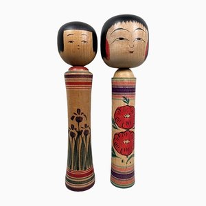 Vintage Kokeshi Puppen aus der Traditionellen Tsarbeu Familie von Hasegawa Kenzo, 1960er, 2er Set