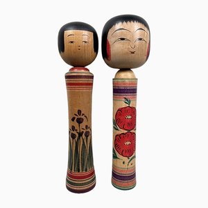 Vintage Traditional Tsugaru Family Kokeshi Dolls by Hasegawa Kenzo, 1960s, Set of 2
