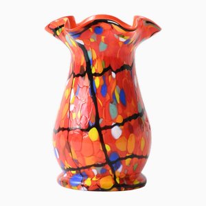 Art Deco Multicolour Spatter Glass Vase from Franz Welz