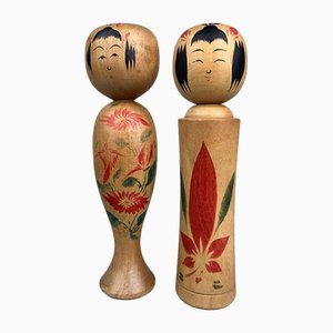 Vintage Kokeshi Figurines, 1960s, Set of 2
