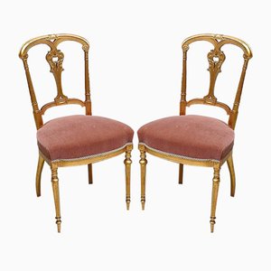 Napoleon III Giltwood Chairs, Late 19th Century, Set of 2