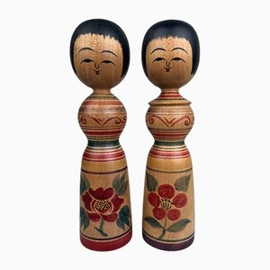 Bambole Kokeshi vintage di Okuse Tetsunori, anni '60, set di 2