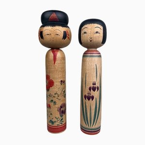 Vintage Kokeshi Figurines, 1960s, Set of 2