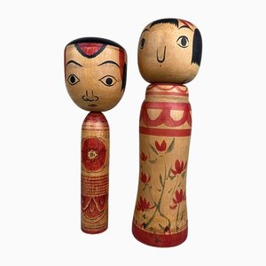 Vintage Kokeshi Nakanosowa & Zao Familie, 1960er, 2er Set