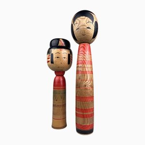 Figuras de Kokeshi vintage, años 60. Juego de 2