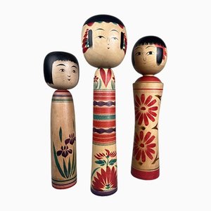 Vintage Kokeshi Narugo Tsugaru Figurines, 1960s, Set of 3