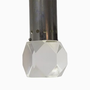 Lámpara colgante Mid-Century de aluminio y vidrio de Stilux Milano, años 50