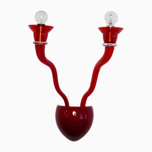 Red Murano Glass Wall Lamp by Giuseppe Righetto for Artemide, Italy, 1990s
