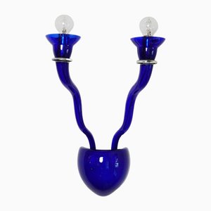 Blue Murano Glass Wall Lamp by Giuseppe Righetto for Artemide, Italy, 1990s