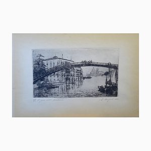Emanuele Brugnoli, The New Accademia Bridge, 1920s, Engraving