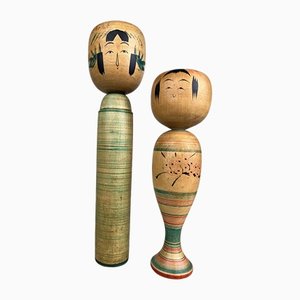 Figurines Hochet Kokeshi Vintage, 1960s, Set de 2