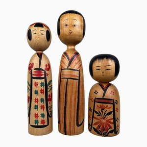 Figurines Kokeshi Kijiyama Vintage, 1960s, Set de 3