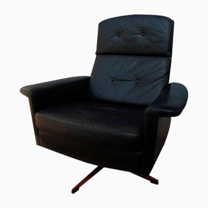 Fauteuil Pivotant Mid-Century en Cuir Noir par Goldsiegel, Allemagne, 1969