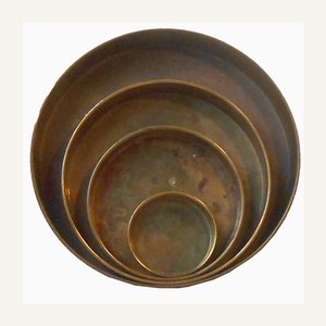 Danish Modern Brass Trays from Dacia, 1960s, Set of 4
