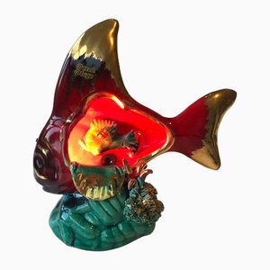 Keramik Fisch Tischlampe von Vallauris, 1950er