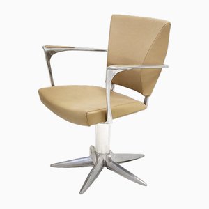Drehstuhl in Leder und Aluminium, 1970