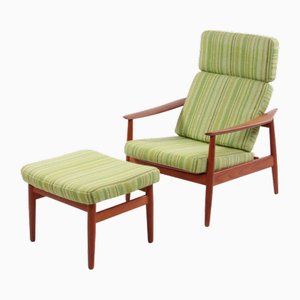 Model FD164 Armchair with Ottoman by Arne Vodder for Cado, Denmark, 1960s, Set of 2