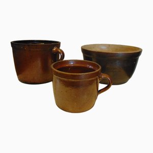 Clay Pots by F.N.K., Bochnia, 1920s, Set of 3
