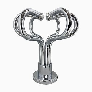 Italian Space Age Chrome Table Lamp attributed to Stilux Milano, 1970s