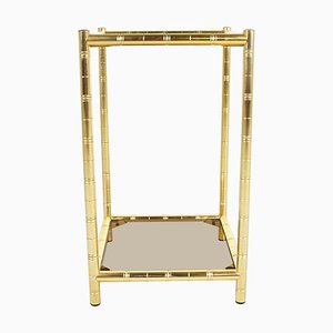 Brass Faux Bamboo Side Table, 1970s