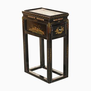 Mesa auxiliar china victoriana antigua lacada, 1880