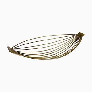 Large Minimalist Brass Fruit Bowl Shell attributed to Carl Auböck, Austria, 1950s