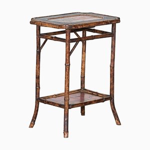 19th Century English Two Tier Tiger Bamboo Side Table, 1870s