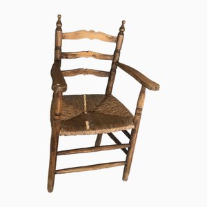 Provenzalischer rustikaler Armlehnstuhl aus Holz, 19. Jh