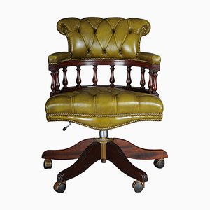 20th Century English Captain Chair in Leather