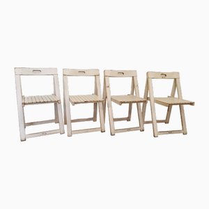 Trieste Folding Chairs in Wood by Aldo Jacober, Yugoslavia, 1970s, Set of 4