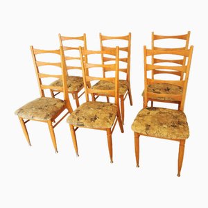 Wooden Dining Chairs, 1970s, Set of 6