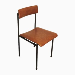School Chair with Brown Leather Seat from Stol Kamnik, Yugoslavia, 1970s