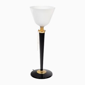 Art Deco Mazda Lamp in Beech and Brass