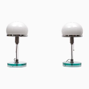 Bauhaus Style Model MT10 Table Lamps by Wilhelm Wagenfeld, Germany, 1982, Set of 2