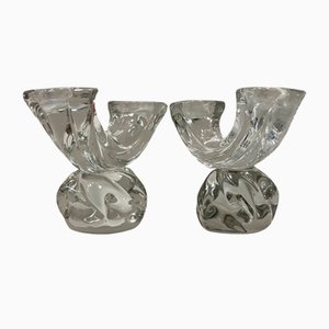 Daum Crystal Paste Candleholders by Jean Daum, 1960s, Set of 2