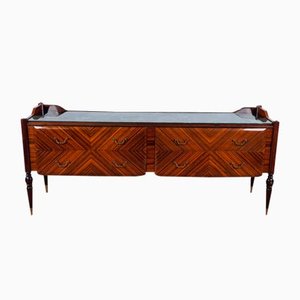 Sideboard in Mahogany, Glass and Brass, 1960s