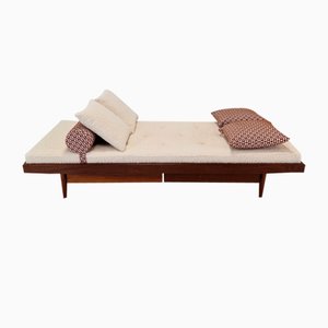 Sofá cama de teca con cojines Hermes y refuerzo, años 60