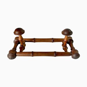 Antique French Faux Bamboo Carved Coat & Hat Rack, 1920s