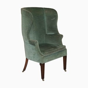 Antique Victorian Curved Wingback Armchair, 1880