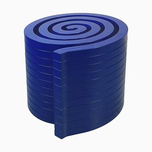 Postmodern Italian Blue Wood Mod. Spirale Stool attributed to Cleto Munari, 2020s