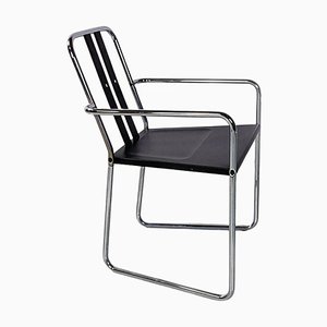 Irish International Black and Chromed Metal Chair attributed to Eileen Gray, 1970s