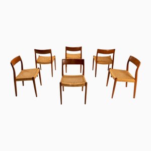 Model 77 Dining Chairs in Teak by Niels Otto Moller, Denmark, 1950s, Set of 6