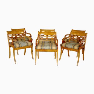 Chaises Art Nouveau en Bouleau Satiné, Set de 6