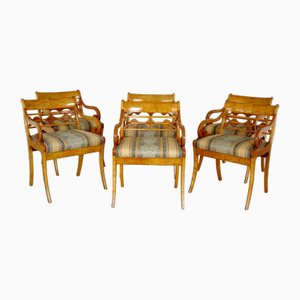 Art Nouveau Chairs in Satin Birch, Set of 6