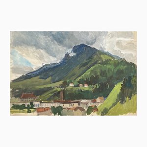 Isaac Charles Goetz, La vallée, años 20, Acuarela