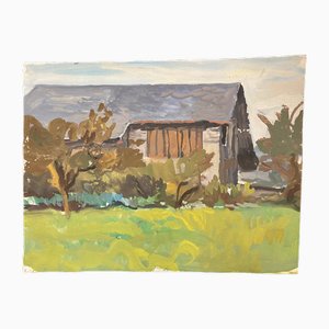 Isaac Charles Goetz, Farm View, 1960s, Gouache