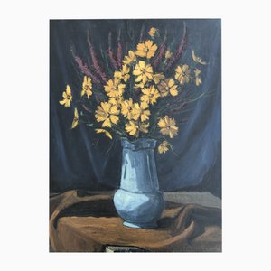 Marius Chambaz, Bouquet aux fleurs jaunes, Oil on Canvas, 20th Century