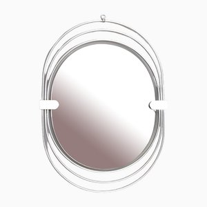 Postmodern Smoked Wall Mirror with a Triple Chrome-Plated Metal Frame, Italy, 1970s
